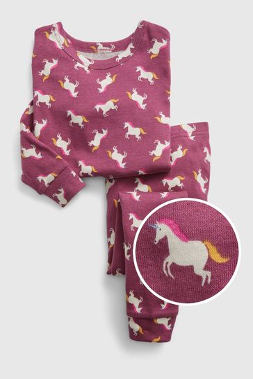 Gap Pink Unicorn Print Long Sleeve Pyjama Set