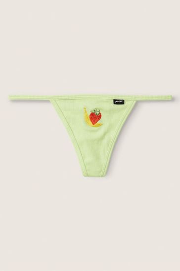 Victoria's Secret PINK Icy Lime Green Cotton G String Knickers