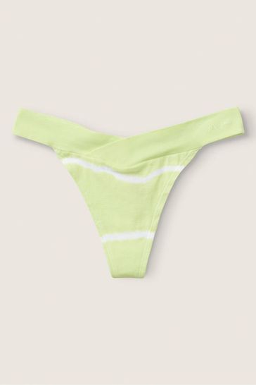 Victoria's Secret PINK Green Crossover Cotton Thong Knickers