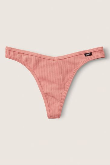 Victoria's Secret PINK French Rose Cotton Thong Knickers