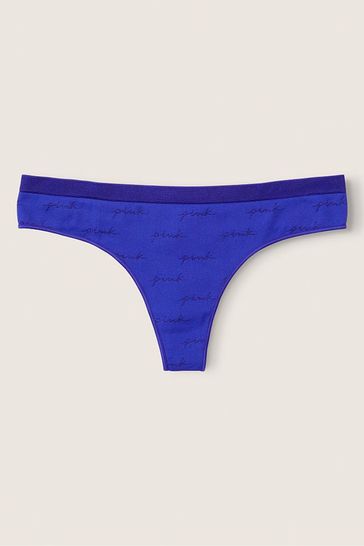 Victoria's Secret PINK Majestic Sapphire Blue Seamless Thong Knickers