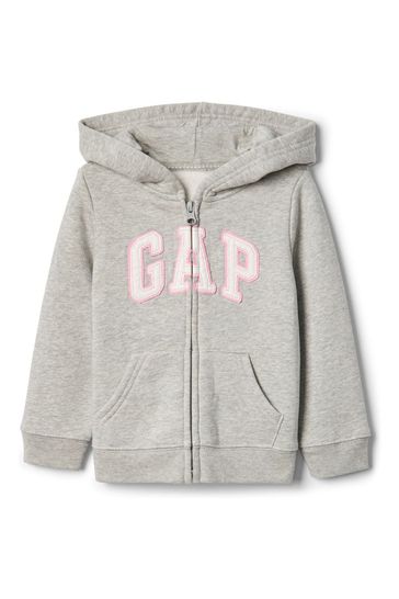 Gap Light Grey Logo Zip Up Hoodie Newborn 7yrs