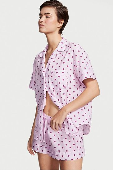 Victoria's Secret Soft Lavender Purple Dot Cotton Short Pyjamas
