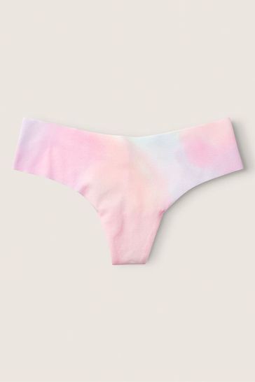 Victoria's Secret PINK Tie Dye Daisy Pink No Show Thong Knickers