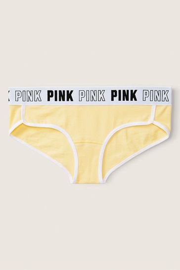 Victoria's Secret PINK Pale Banana Yellow Cotton Logo Hipster Knicker