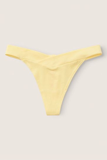 Victoria's Secret PINK Pale Yellow Crossover Cotton Thong Knickers