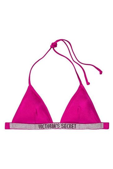 Victoria's Secret Wicked Rose Pink Shine Strap Halterneck Triangle Bikini Top
