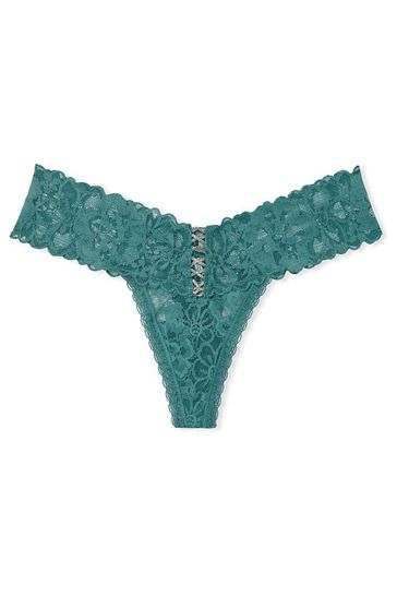 Victoria's Secret French Sage Green Lace Thong Knickers