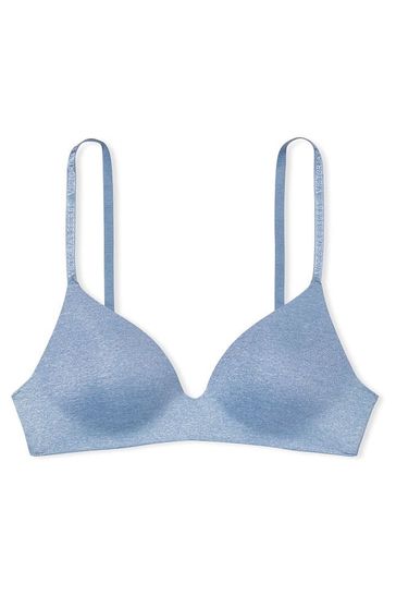 Victoria's Secret Faded Denim Blue Smooth Logo Strap Lightly Lined Non  Wired T-Shirt Bra