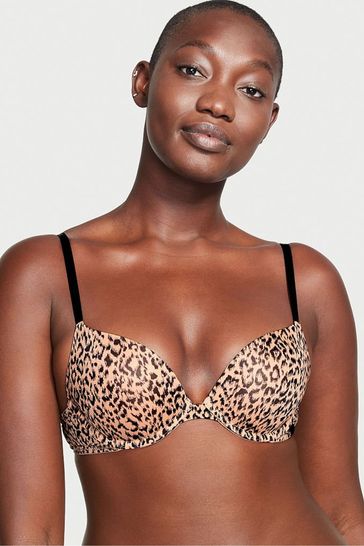 Victoria's Secret Brown Leopard Print Smooth Push Up T-Shirt Bra