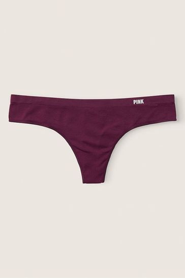 Victoria's Secret PINK Rich Maroon Red Seamless Thong Knickers