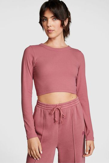 Buy Victoria s Secret PINK Long Sleeve Ribbed Crop Top from the
