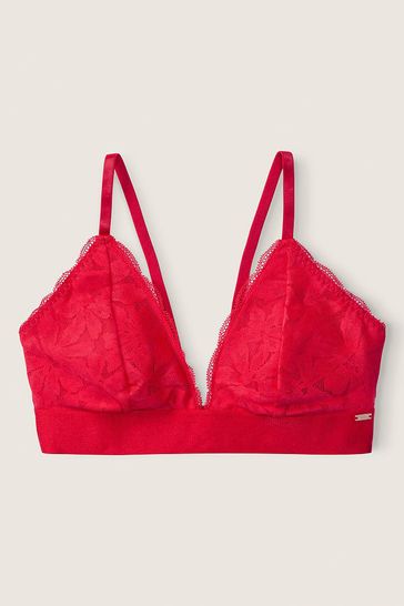 Victoria's Secret PINK Red Pepper Lace Unlined Triangle Bralette