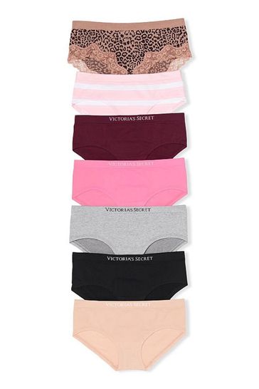 Victoria's Secret Black/Pink/Grey/Nude Seamless Hipster Knickers 7 Pack