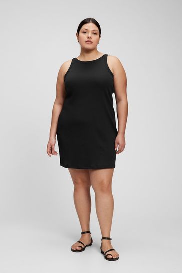 Gap Black Ribbed Halter Mini Dress