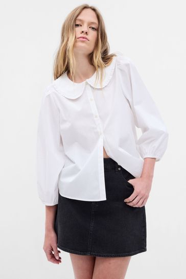 Round shop collar shirt