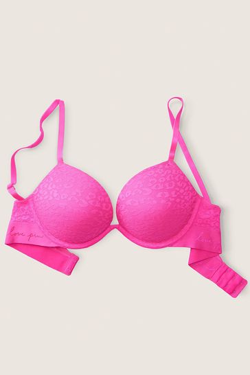 Buy Victoria's Secret PINK Atomic Pink Script Smooth Super Push Up Bra from  the Next UK online shop