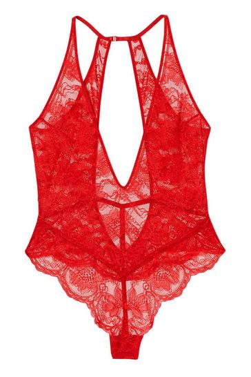 Buy Victoria's Secret Plunge Floral Lace Bodysuit from the