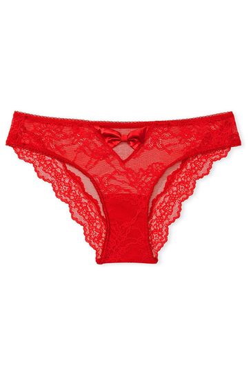 Victoria's Secret Lipstick Red Cheeky Lace Knickers