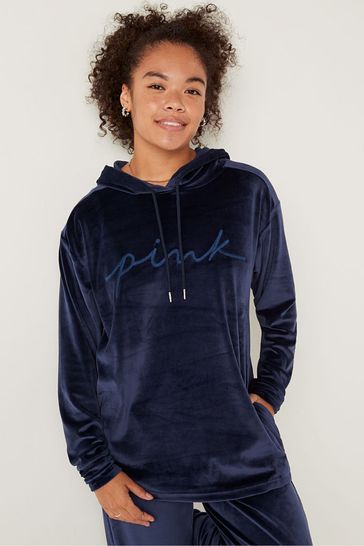 Victoria s Secret PINK Navy Blue Velour Lounge Hoodie