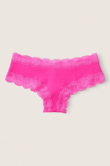 Victoria's Secret PINK Rave Pink Lace Trim Cheeky Knicker