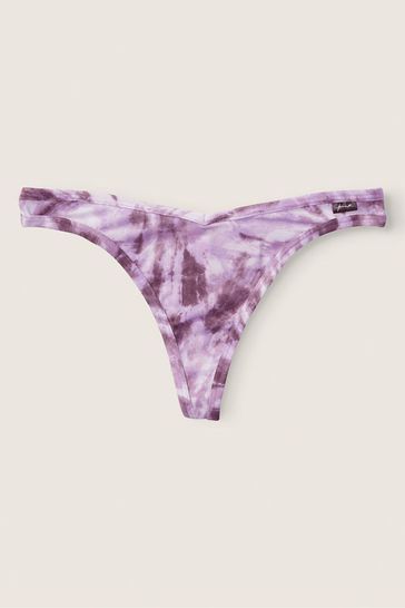 Victoria's Secret PINK Tie Dye Lavender Love Purple Cotton Thong Knicker