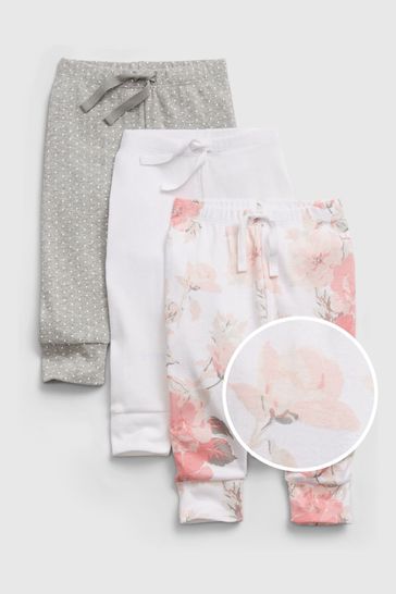 Buy Gap Print Organic Cotton Joggers 3 Pack Baby from the Gap