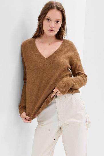 Gap Brown Forever Cosy V Neck Jumper
