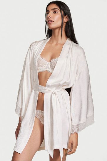 Victoria's Secret Coconut White Lace Inset Robe