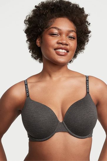 Victoria's Secret Charcoal Heather Grey Cotton Full Cup Push Up Bra