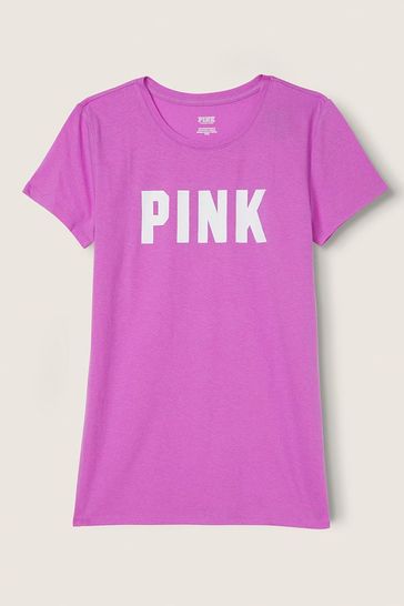 Victoria's Secret PINK House Party Purple Logo Short Sleeve T-Shirt
