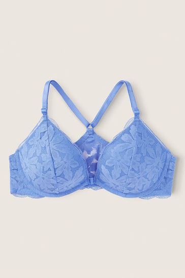 Victoria's Secret PINK Cornflower Blue Lace Front Fastening Push Up Bra