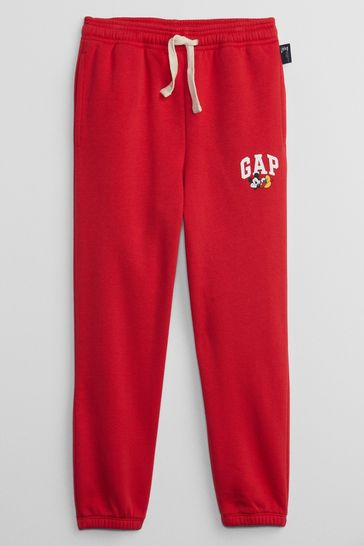 Gap Red Disney Mickey Mouse Logo Pull On Joggers