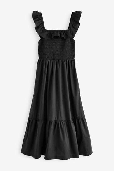 Ruffle square outlet neck dress