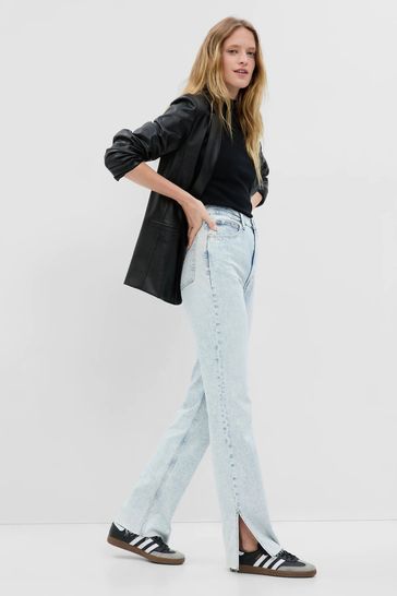 Buy Gap High Waisted Loose Fit Split Hem Jeans from the Gap online shop