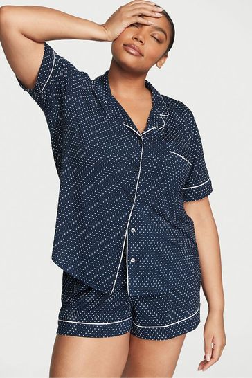 Victoria's Secret Noir Navy Blue Pin Dot Modal Short Pyjamas