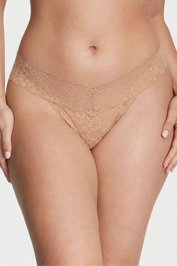 Victoria's Secret Sweet Praline Nude Thong Lace Knickers