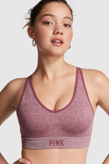 Victoria's Secret PINK Morning Rose Marl Pink Non Wired Lightly Lined  Seamless Air Sports Bra