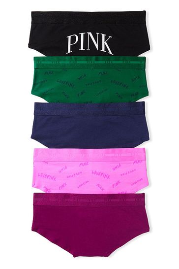 Victoria's Secret PINK Black/Green/Blue/Pink Logo Hipster Knickers Multipack