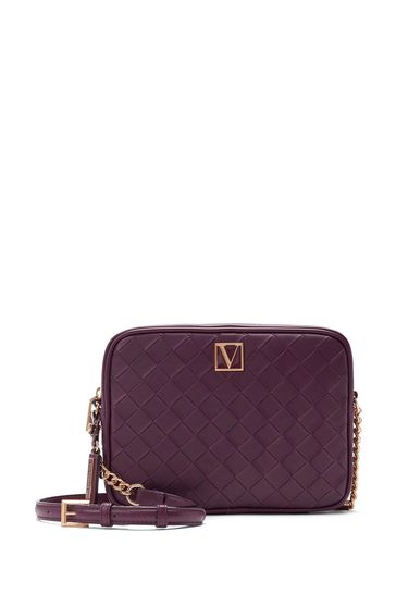 Victoria's Secret Black Violet Woven Crossbody Bag