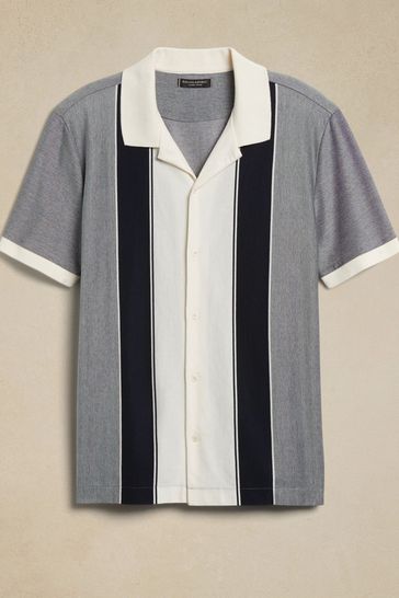 Banana Republic Black White LuxuryTouch Pique Polo Shirt