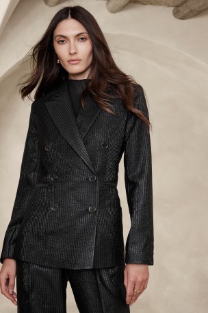 Banana Republic Black Luci Metallic Pinstripe Blazer