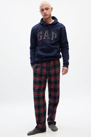 Gap Navy Blue Red Tartan Check Family Christmas Pyjama Bottoms