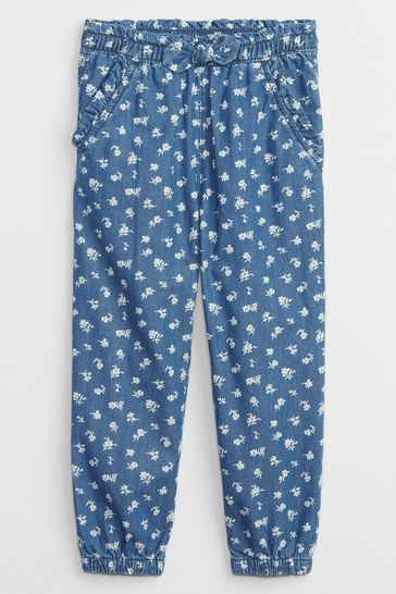 Gap Blue Chambray Knot Tie Joggers