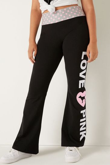 PINK Victoria's Secret, Pants & Jumpsuits, Vs Pink Cotton Leggings Black  Silver Side Logo Extra Large
