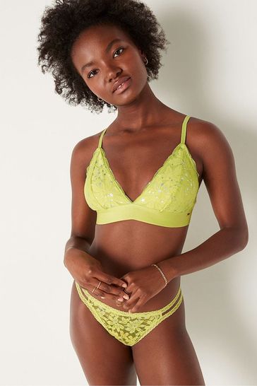 Victoria's Secret PINK Green Spring Stars Foil Regular Cup Lace Unlined Triangle Bralette