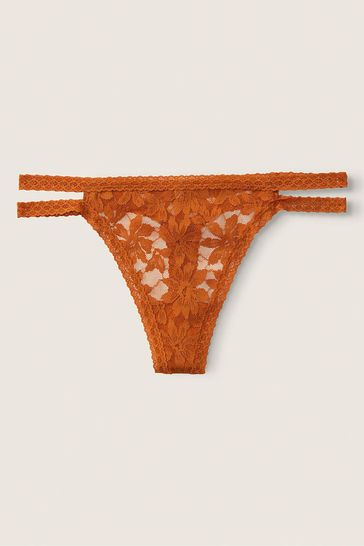Victoria's Secret PINK Cinnamon Spice Strappy Lace Thong Knickers