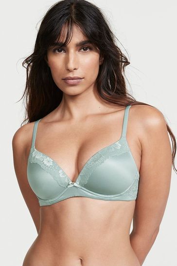 Victoria's Secret Sage Dust Green Lace Trim Lightly Lined Non Wired Bra