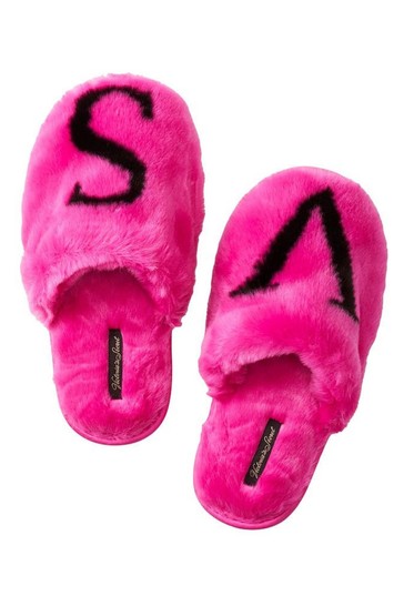 beven Appartement dauw Victoria's Secret Logo Faux Fur Slippers | Victoria's Secret Ireland