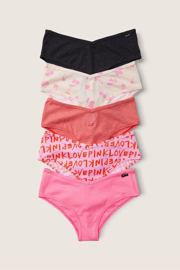 Victoria's Secret PINK Grey/Pink Cotton Cheeky Knickers 5 Pack